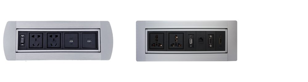 Electric flipping socket with aluminum panel HDMI RJ45